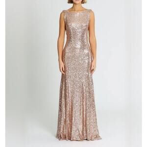 Christina Wu Gold Sequin Maxi Gown for Weddings